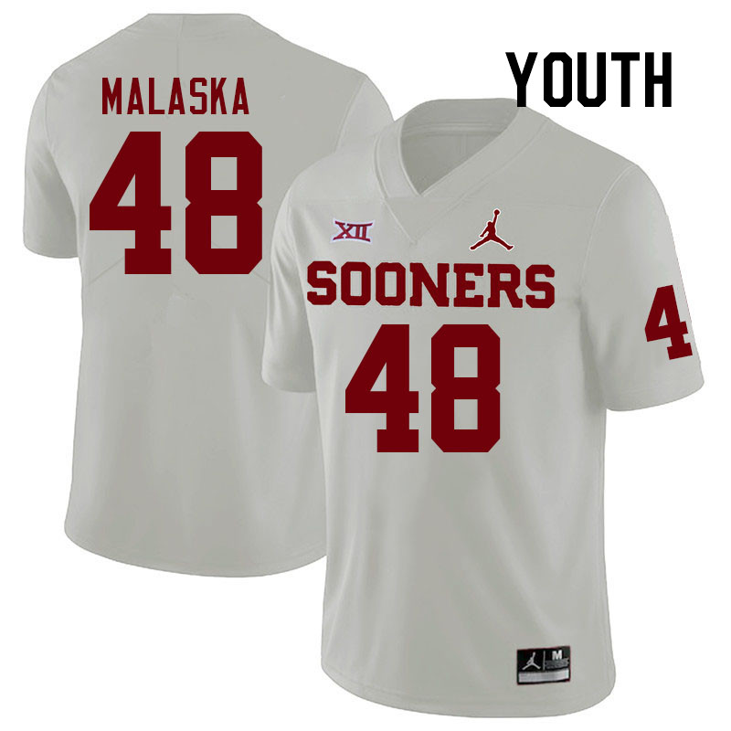 Youth #48 Jocelyn Malaska Oklahoma Sooners College Football Jerseys Stitched-White